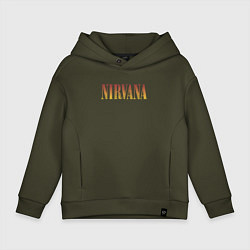 Толстовка оверсайз детская Nirvana logo, цвет: хаки