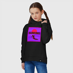 Толстовка оверсайз детская Сёрфинг в стиле киберпанк, цвет: черный — фото 2
