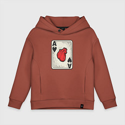 Толстовка оверсайз детская Туз сердца, цвет: кирпичный