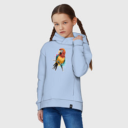 Толстовка оверсайз детская Акварельный попугай, цвет: мягкое небо — фото 2