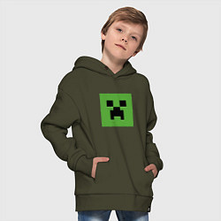 Толстовка оверсайз детская Minecraft creeper face, цвет: хаки — фото 2