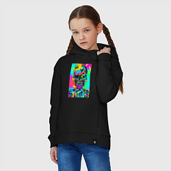 Толстовка оверсайз детская Cool skull - pop art - vogue, цвет: черный — фото 2