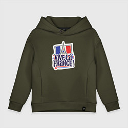 Толстовка оверсайз детская Vive la France, цвет: хаки