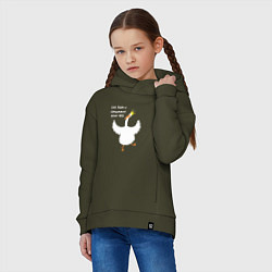Толстовка оверсайз детская Как будто я специально лучше всех - Гусь, цвет: хаки — фото 2