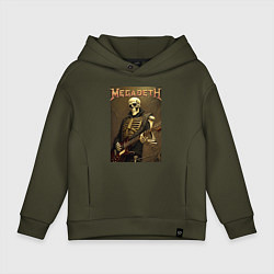 Толстовка оверсайз детская Megadeth - skeleton - heavy metal, цвет: хаки