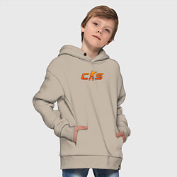 Толстовка оверсайз детская CS 2 orange logo, цвет: миндальный — фото 2