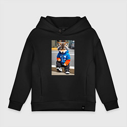 Детское худи оверсайз Уличный волчонок-хулиган - нейросеть