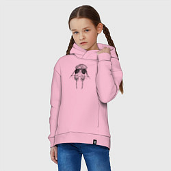 Толстовка оверсайз детская Морж модный, цвет: светло-розовый — фото 2