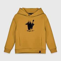 Толстовка оверсайз детская Black dragon cat, цвет: горчичный