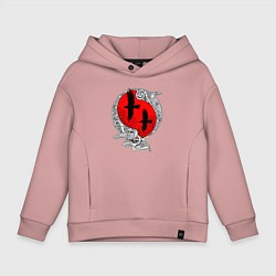 Толстовка оверсайз детская Вороны Одина - кельтский узор, цвет: пыльно-розовый