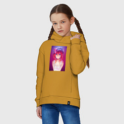 Толстовка оверсайз детская Anime Girl refflex, цвет: горчичный — фото 2