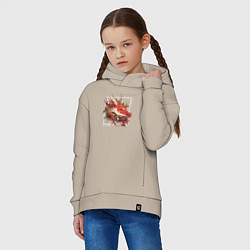 Толстовка оверсайз детская Christmas red dragon, цвет: миндальный — фото 2