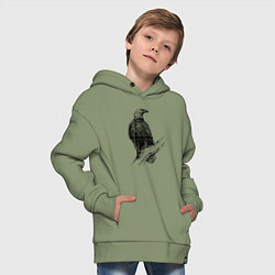 Толстовка оверсайз детская Орёл на ветке, цвет: авокадо — фото 2