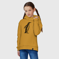 Толстовка оверсайз детская Пингвин сбоку, цвет: горчичный — фото 2