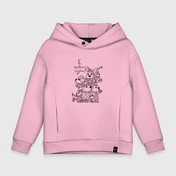 Толстовка оверсайз детская Новогодняя семья капибары - раскраска, цвет: светло-розовый