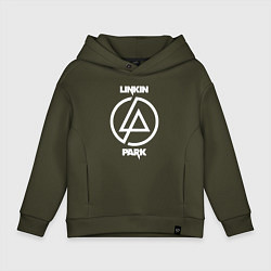 Толстовка оверсайз детская Linkin Park logo, цвет: хаки