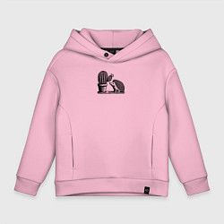 Толстовка оверсайз детская Ежик и кактус, цвет: светло-розовый