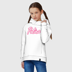 Толстовка оверсайз детская Полина в стиле Барби - объемный шрифт, цвет: белый — фото 2