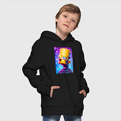 Толстовка оверсайз детская Cyber Bart Simpson - ai art, цвет: черный — фото 2