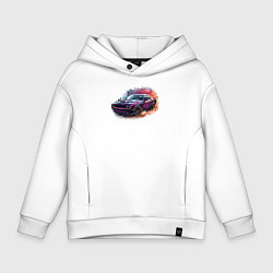 Толстовка оверсайз детская Dodge challenger hellcat, цвет: белый