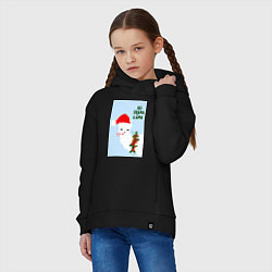 Толстовка оверсайз детская Лама Санта Клаус no drama llama, цвет: черный — фото 2