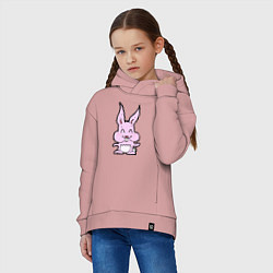 Толстовка оверсайз детская Счастливый кролик, цвет: пыльно-розовый — фото 2