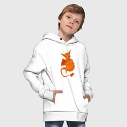Толстовка оверсайз детская Оранжевый дракон, цвет: белый — фото 2
