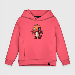 Толстовка оверсайз детская Дракоша карминный шустрик, цвет: коралловый