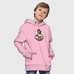 Толстовка оверсайз детская Женский боксинг, цвет: светло-розовый — фото 2