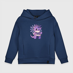 Толстовка оверсайз детская Фиолетовый дракон в свитере, цвет: тёмно-синий