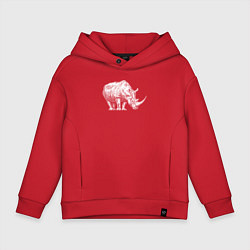 Толстовка оверсайз детская Белый носорог, цвет: красный