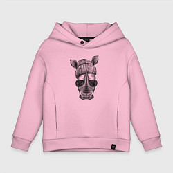 Толстовка оверсайз детская Носорог хипстер, цвет: светло-розовый