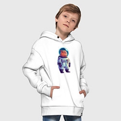 Толстовка оверсайз детская Капибара бравый космонавт, цвет: белый — фото 2