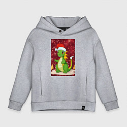 Толстовка оверсайз детская Рождественский дракон, цвет: меланж