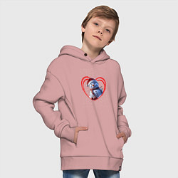 Толстовка оверсайз детская Снеговик в шапочке и шарфике, цвет: пыльно-розовый — фото 2