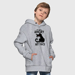 Толстовка оверсайз детская I am not angry cat, цвет: меланж — фото 2