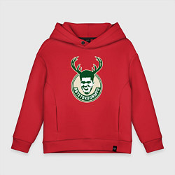 Толстовка оверсайз детская Яннис олень, цвет: красный