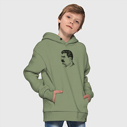 Толстовка оверсайз детская Сталин в профиль, цвет: авокадо — фото 2