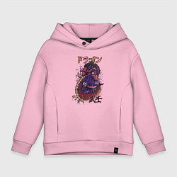 Толстовка оверсайз детская Мифический дракон и самурай, цвет: светло-розовый