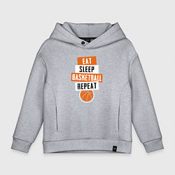 Толстовка оверсайз детская Eat sleep basketball, цвет: меланж