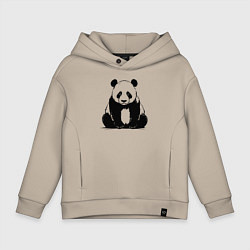 Толстовка оверсайз детская Грустная панда сидит, цвет: миндальный