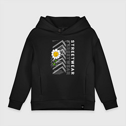 Толстовка оверсайз детская Ромашка streetwear, цвет: черный