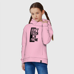 Толстовка оверсайз детская Не трогай мой телефон, цвет: светло-розовый — фото 2