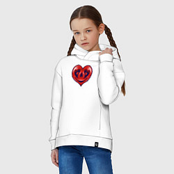 Толстовка оверсайз детская Smiling heart, цвет: белый — фото 2