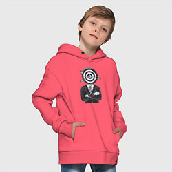 Толстовка оверсайз детская Человек дартс, цвет: коралловый — фото 2