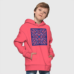 Толстовка оверсайз детская Азулежу синий узор, цвет: коралловый — фото 2