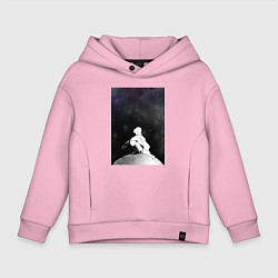Толстовка оверсайз детская Ванпанчмен Сайтама на луне, цвет: светло-розовый