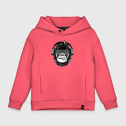 Толстовка оверсайз детская Music gorilla, цвет: коралловый