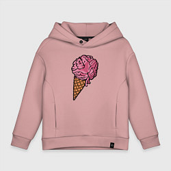 Толстовка оверсайз детская Brain ice cream, цвет: пыльно-розовый
