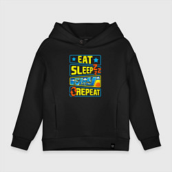 Толстовка оверсайз детская Eat sleep fly, цвет: черный